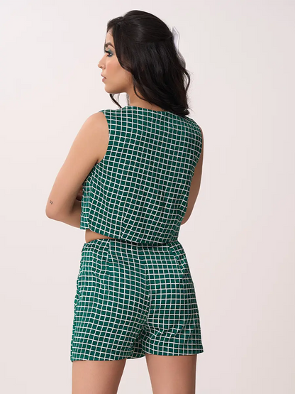 Checked Skort green